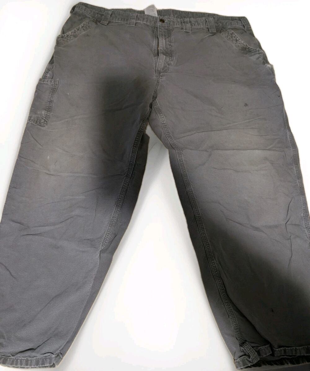 Men’s Workwear 46x 30 C arhartt Pants Gray Canvas Carpenter RN 14806 Some Flaws